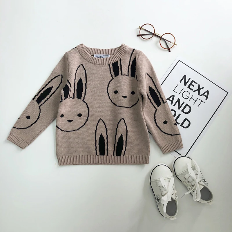 Winter Sweater Kids Sweatershirts Baby Girls Sweaters Boy Cartoon Rabbit Sweater Autumn Winter Kids Pullover Tops Cotton Knitwear