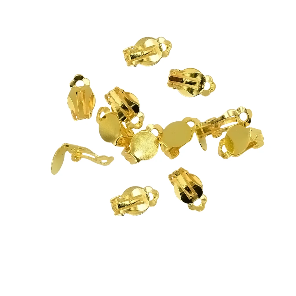 12Pieces Clip On Glue on Blank Pad Earrings Findings DIY Enamel Crystal Jewelry Making for No Piercing Women 