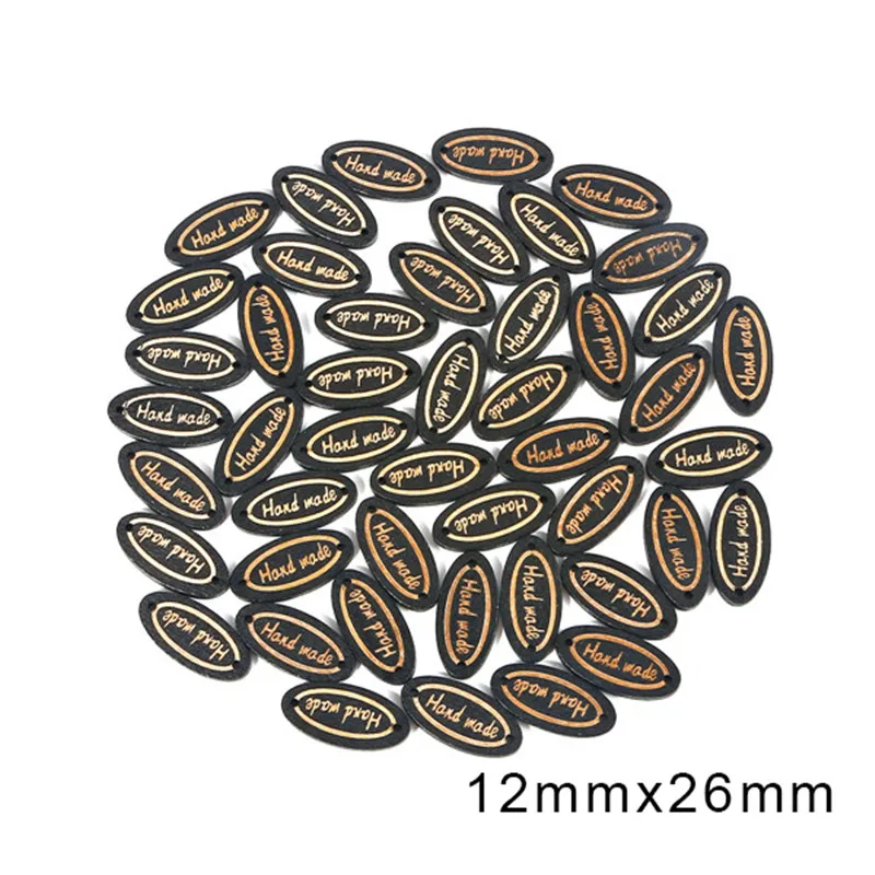12x26mm 50 шт. Геометрическая деревянная пуговица "ручная работа" бирки деревянные Швейные аксессуары для одежды ручной работы Скрапбукинг Ремесло DIY - Цвет: 12x26mm