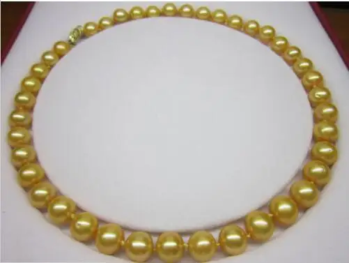 

AAA 10-11mm natural south seas gold pearl necklace 18inch >>>hot Sell necklace pendant Free shipping