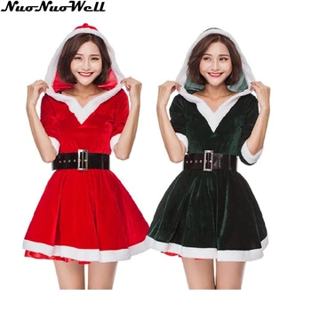 

Lady New Sexy Green Red Christmas Costume Christmas Tree Clothing Santa Claus Dress Masquerade Carnival Party Dress