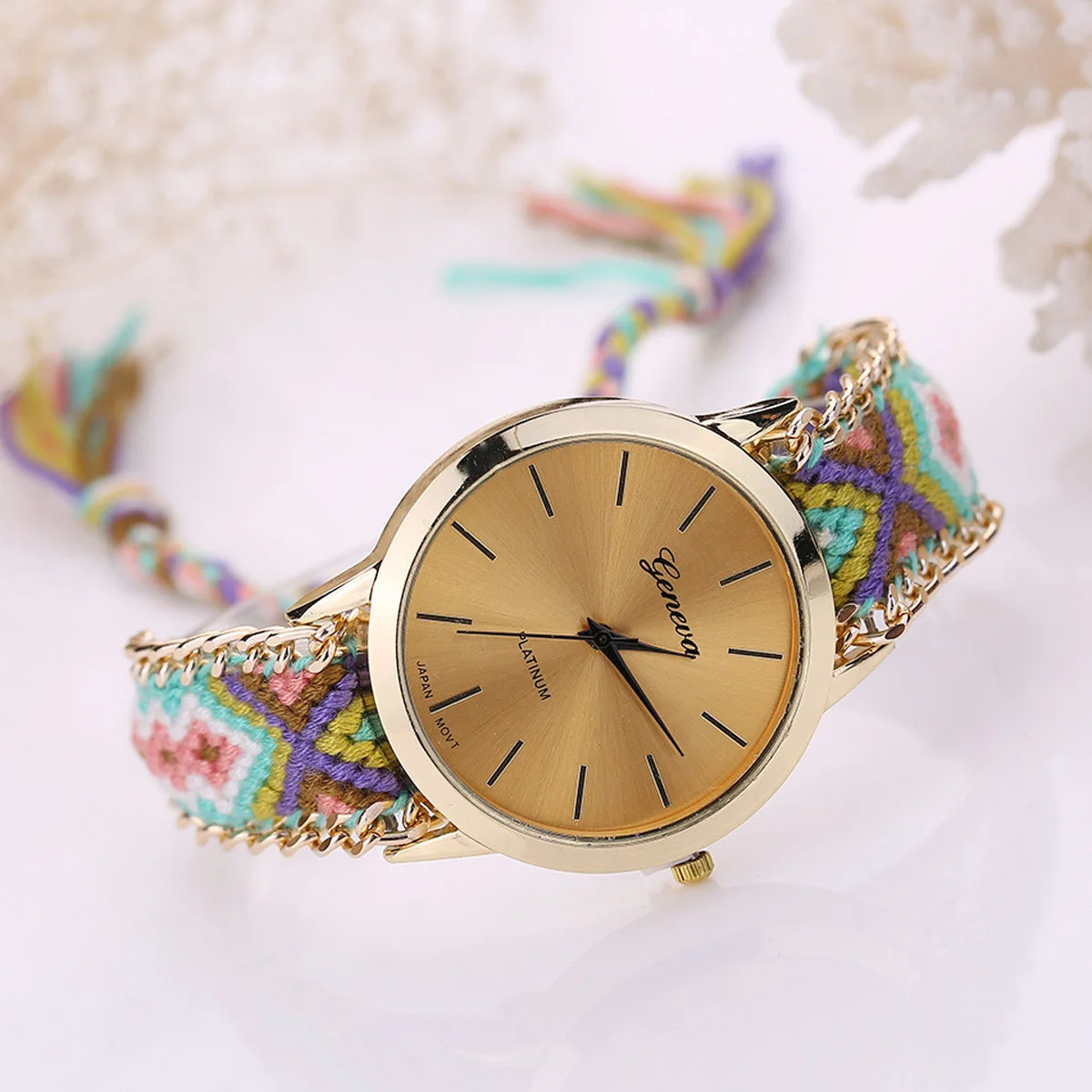 Fashion Handmade Casual Geneva Quartz Women Girls Braided Colorful Friendship Bracelet Watch Relogio Feminino Gift Dress Watches