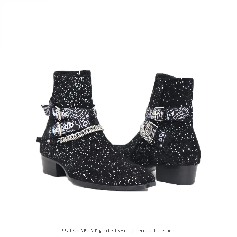 WPG/высокое качество; стиль; дизайнерский черный комплект; Мужская обувь; Роскошная брендовая мужская обувь Челси в западном стиле; мотоботы; обувь