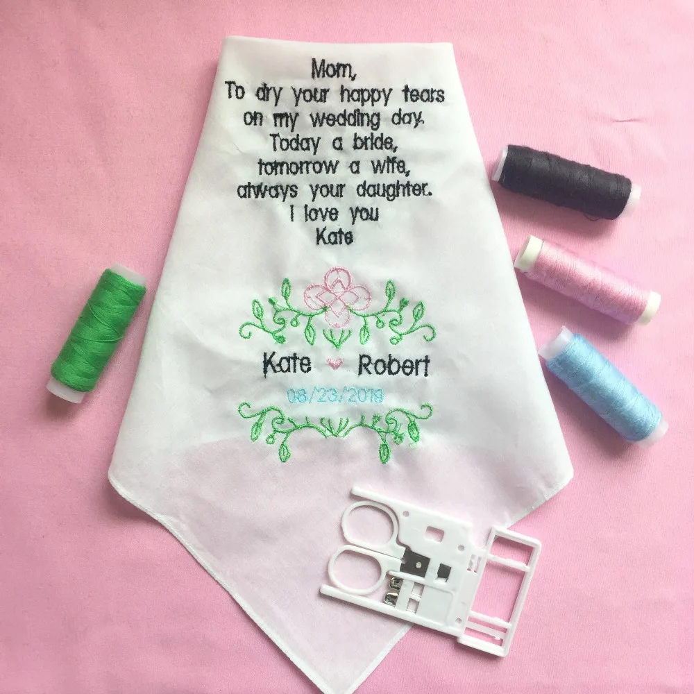 

Custom Wedding Handkerchiefs for Mother of the Bride, Embroidered Wedding Hankies for Bride Mother, Wedding Gift to Bride Mother