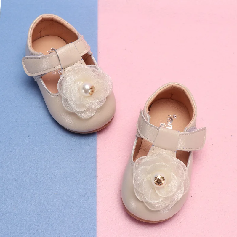 Новая детская обувь для девочек детская обувь принцессы из мягкой кожи с цветочным рисунком для детей 1-5 лет