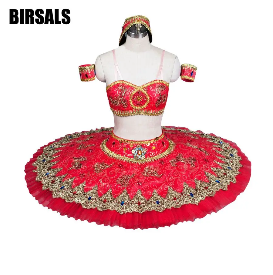 Red Spanish Corsaire YAGP Competiton Tutu Women Professional Pancake Tutu CostumeBT8982B
