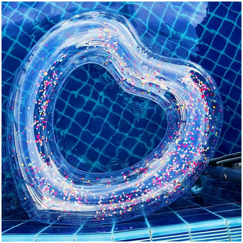 

3 Styles Glitter Heart Starfish Swimming Ring 90cm Inflatable Swimming Pool Float Raft Outdoor Beach Toy For Adults Children