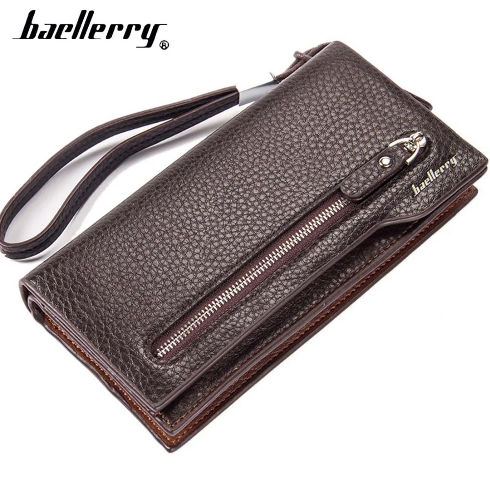 

Baellerry Men Wallets Long Business Style PU Leather Men Purse Zipper Lots Of Card Holder Cell Phone Pocket Quality Money Bag