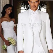 Бесплатный дизайн Белая Шаль с отворотом жениха смокинги друзей Жениха Лучший мужской костюм мужские свадебные костюмы костюм жениха(куртка+ брюки+ жилет+ галстук