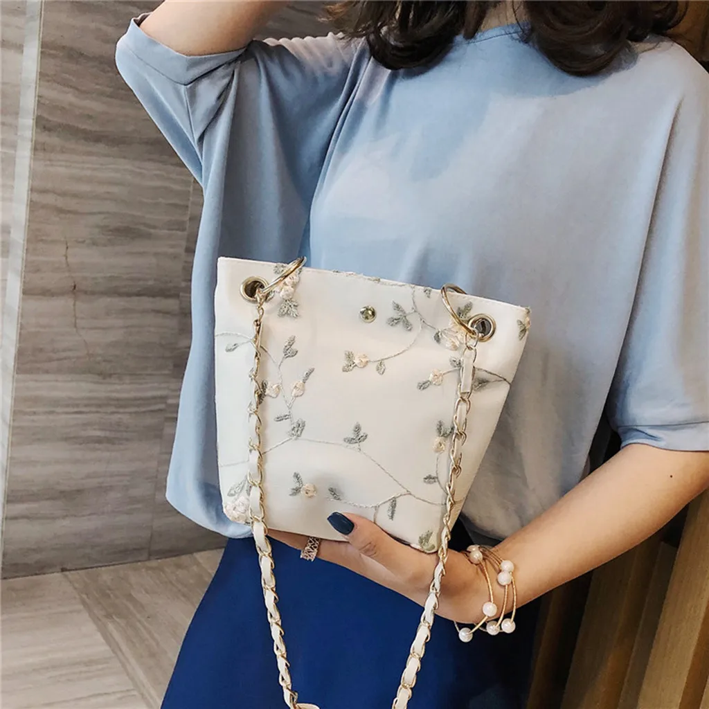 

Women Beach Lace Embroid Bucket Square Messenger Bags ladies hand bags luxury handbags women bags designer torebka damska