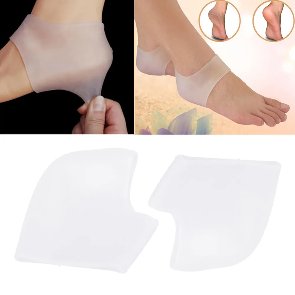 

2pcs New Soft Silicone Anti-Cracking Pad Moisturizing Gel Heel Socks Cracked Foot Skin Care Protectors White