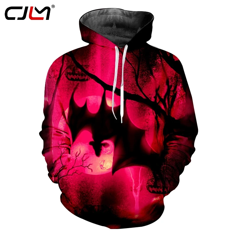 CJLM Man Halloween 3D Printed Animal Hoodies Creative Moon And Bat Men's Clothing Gothic Large Size Wholesale 5XL | Мужская одежда