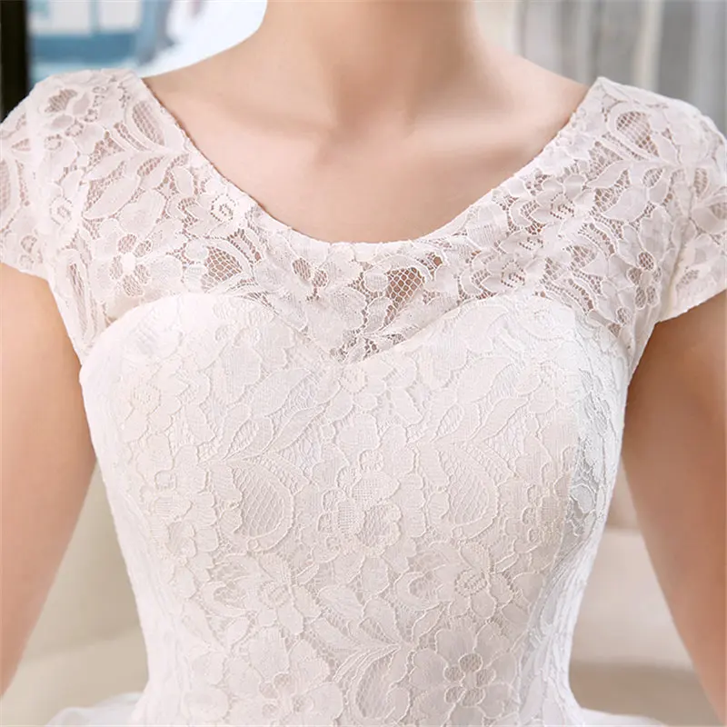 Настоящая фотография,, Vestidos De Novia, красные, белые кружевные свадебные платья с блестками на талии, недорогие свадебные платья с короткими рукавами HS138