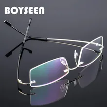 BOYSEEN супер-эластичные металлические очки без оправы рамка ультра-легкое зеркало Близорукость рамка складные заушники оптические очки 858