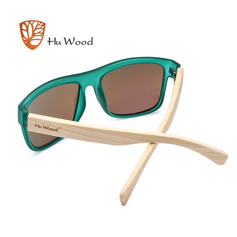 Мужские градиентные солнцезащитные очки HU WOOD красные бамбуковые с линзами UV400
