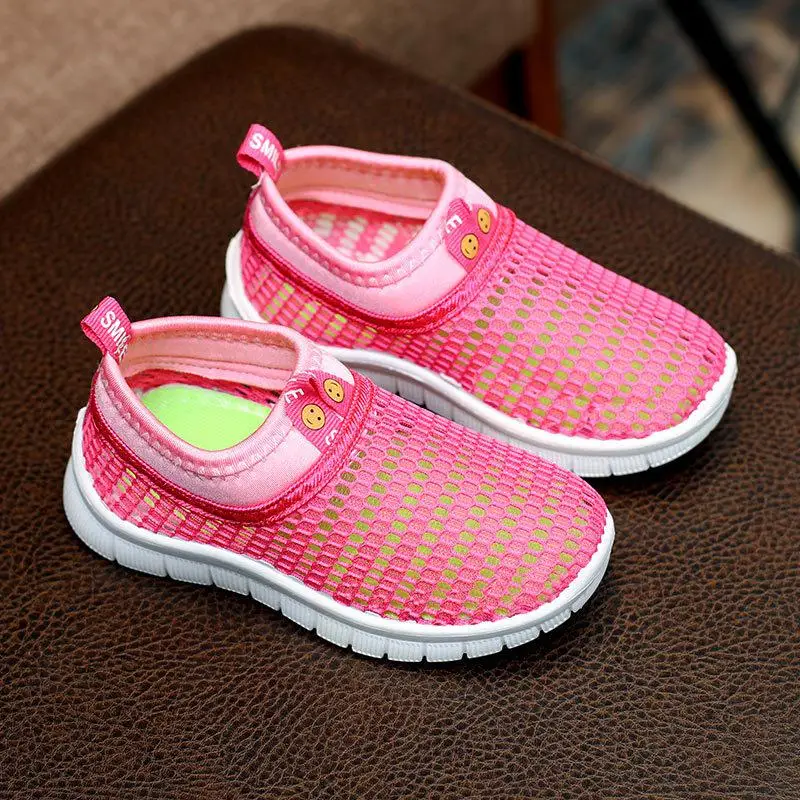 Новинка года; детская обувь; кроссовки для мальчиков; летняя сетчатая повседневная обувь для маленьких девочек; спортивные дышащие лоферы; модная детская обувь - Цвет: Rose