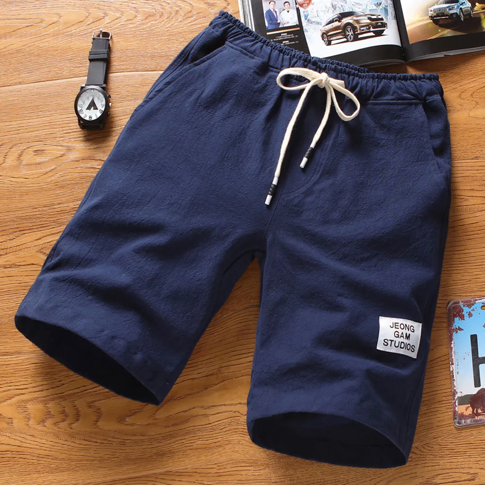 

Summer New Cotton Shorts Loose Men's Casual Shorts Black White Drawstring Waist Bermuda Shorts Men Plus Size 4XL 5XL