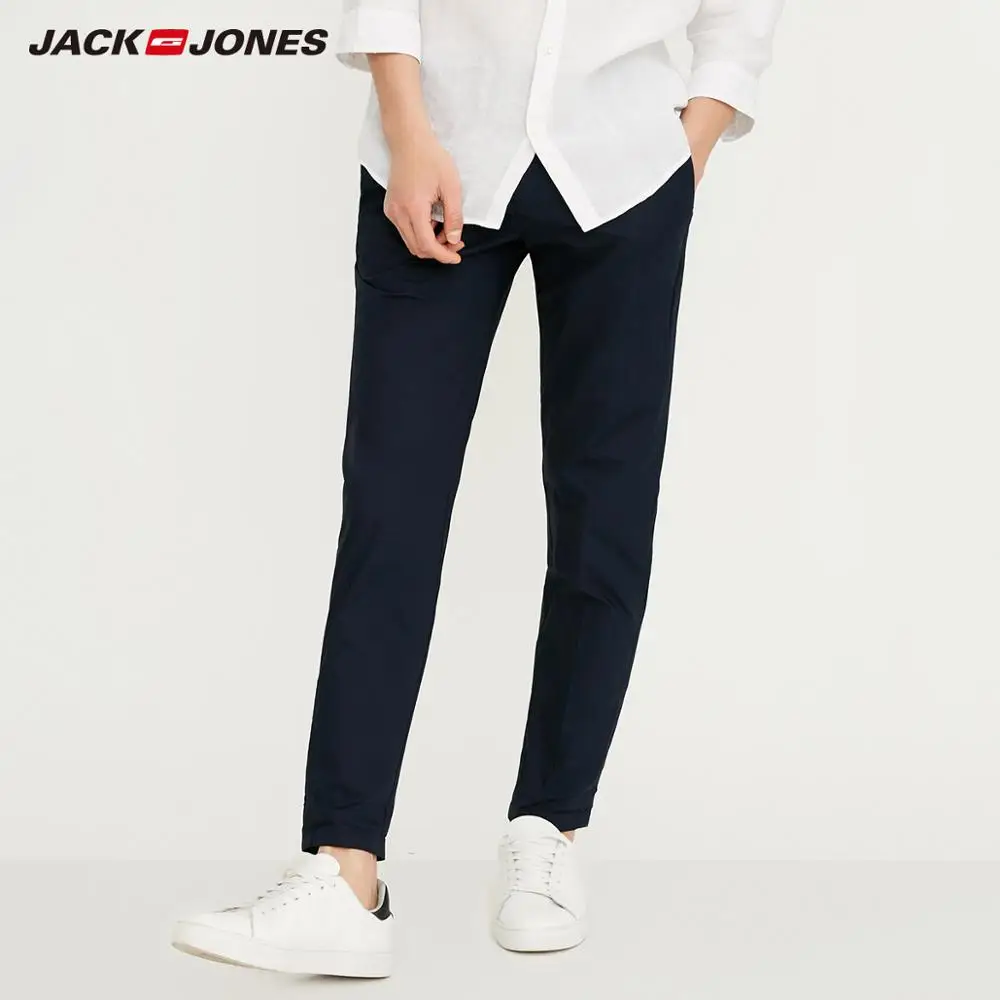 JackJones для мужчин весна и лето 100% хлопок однотонная одежда Elasticized обтягивающие мужские брюки Fit Модные брюки swear 2019 | 218114513