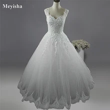 ZJ9076-C Белый Кот Жемчуг Свадебные платья с кружевом внизу для невесты платье плюс размер 2-26 W