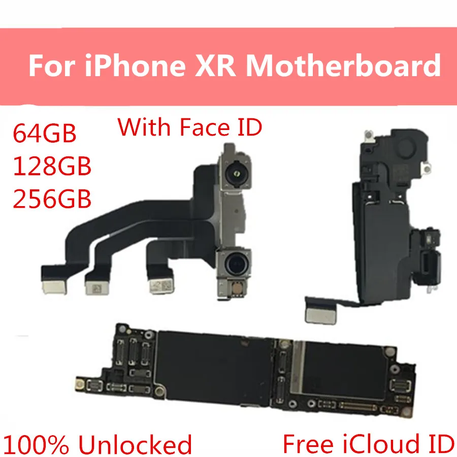 

Factory Unlocked For iPhone XR Motherboard Full Tested Logic Board For iPhone XR With Face ID Mainboard 64GB 128GB 256GB