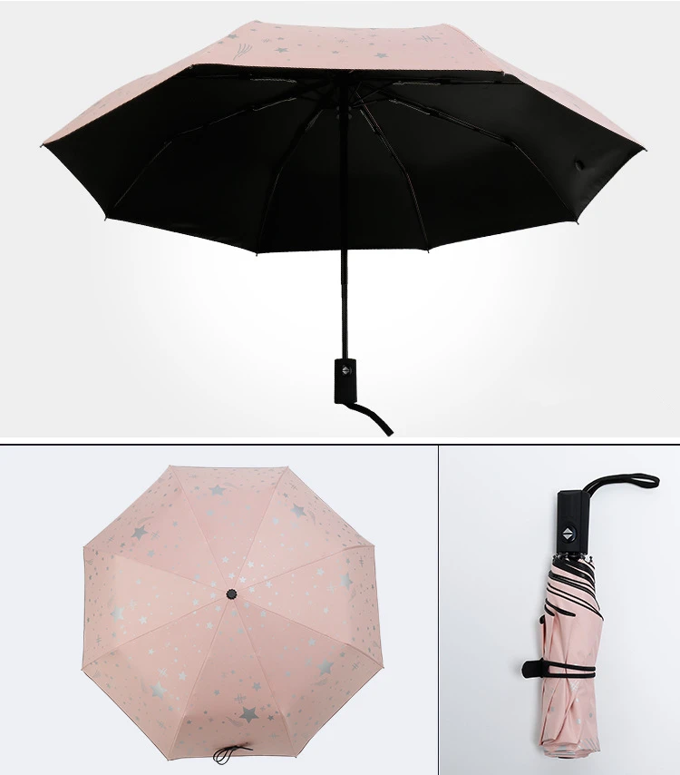 Pink As picture Полностью Автоматический компактный Анти-УФ Защита от дождя солнце Ветрозащитный зонты для мужчин женщин Дамская мода дропшиппинг бизнес - Цвет: Pink As picture