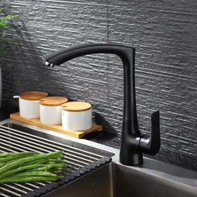 Black Kitchen Faucet Black/White/Oat Copper Cold And Hot Water Kitchen Sink Faucet Single Handle Deck Mounted Flexible Mixer Taps - Цвет: Black