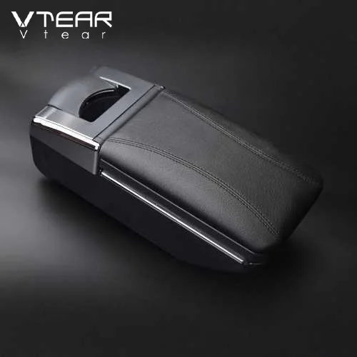 Vtear для vw Passat b5 автомобильный подлокотник, кожаный подлокотник, вращающийся ящик для хранения, аксессуары для автомобиля, украшение интерьера 1999-2005 - Название цвета: Black thread