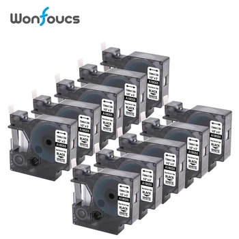 

10 Packs Compatible Dymo Industrial Heat-Shrink Tubes 18055 Wire Cable Labels Tapes 1/2" Black On White For RhinoPro 5000 6000