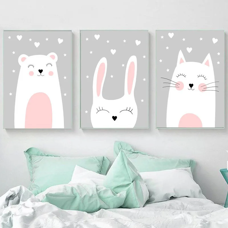 

Animal painting poster rabbit panda picture children room decoration Art Decor Home Decor canvas painting A374