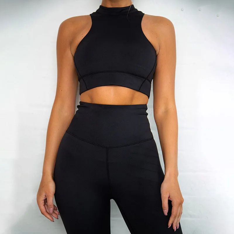 

Sport Outfit Women 2 Piece Fitness Set Back Zipper High Waist Leggings Outfit Crop Top Gym Yoga Sets Woman Sportswear Tracksuit