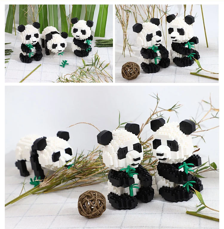 Balody Cartoon Panda Animal 3-in-1 Bamboo 3D Model DIY Diamond building blocks educational assembly cartoon bricks 18087