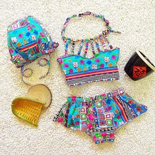 Одежда для маленьких девочек комплект из 3 предметов купальник+ шапочка для плавания Кепки летний раздельный купальный костюм детские купальные костюмы купальники набор бикини