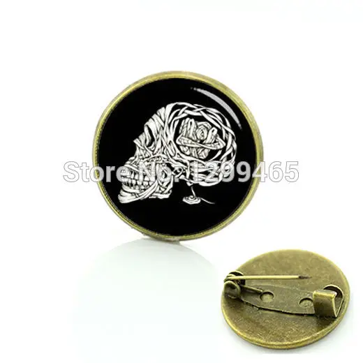 

Wholesale Charms Jewelry Shakespeare to be or not to be style brooches Unique Design Human brain art picture medal pin C 880
