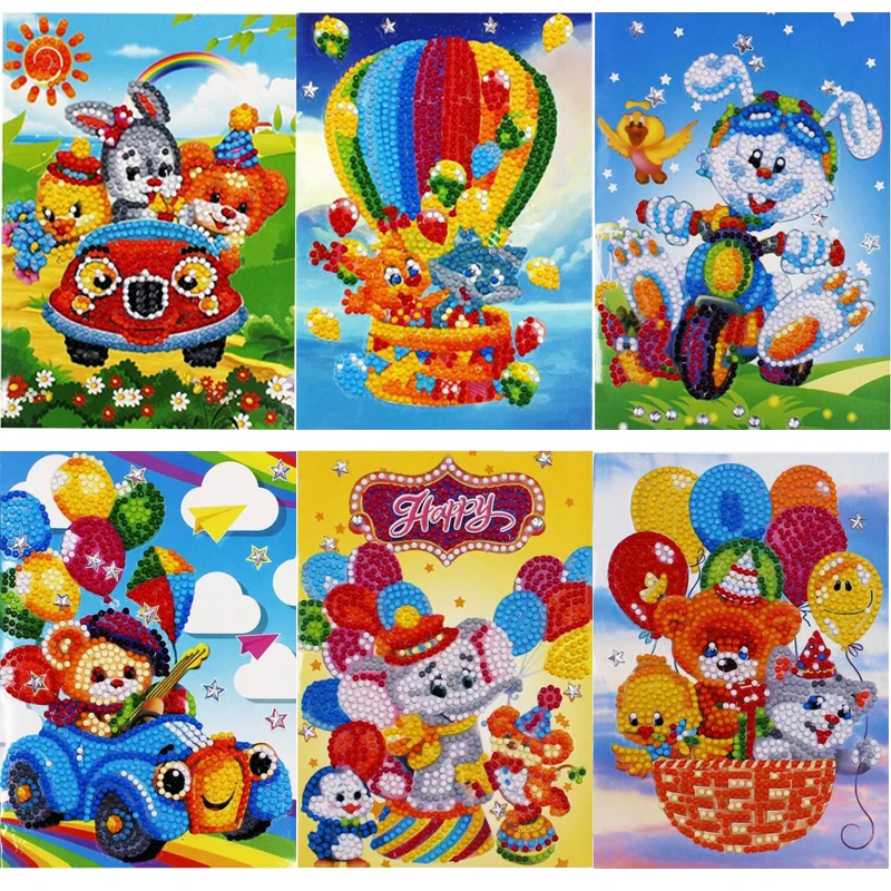 

cartoon animals DIY Diamond Painting Greeting Cards Festival Handmade Kids Greet Card Paper Greeting Postcards Craft BG78