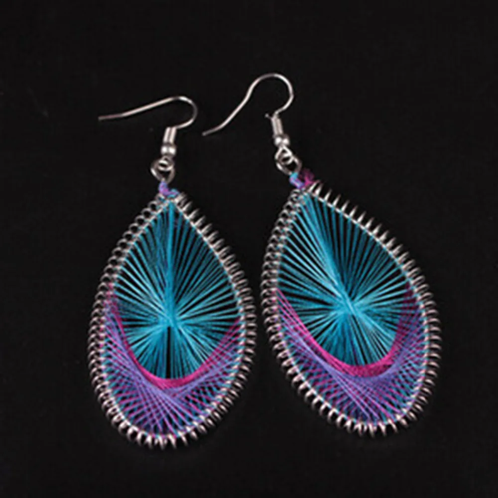 

8SEASONS Boho Chic Handmade Wire Wrapped Earrings Dull Silver Leaf Oval 2018 Fashion Women Jewelry 83mm x 35mm(1 3/8"), 1 Pair
