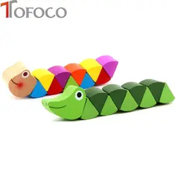 TOFOCO 3 стиль красочные деревянные головоломки в виде насекомых детские развивающие игрушки Детские милые гибкие Обучение Наука деревянный