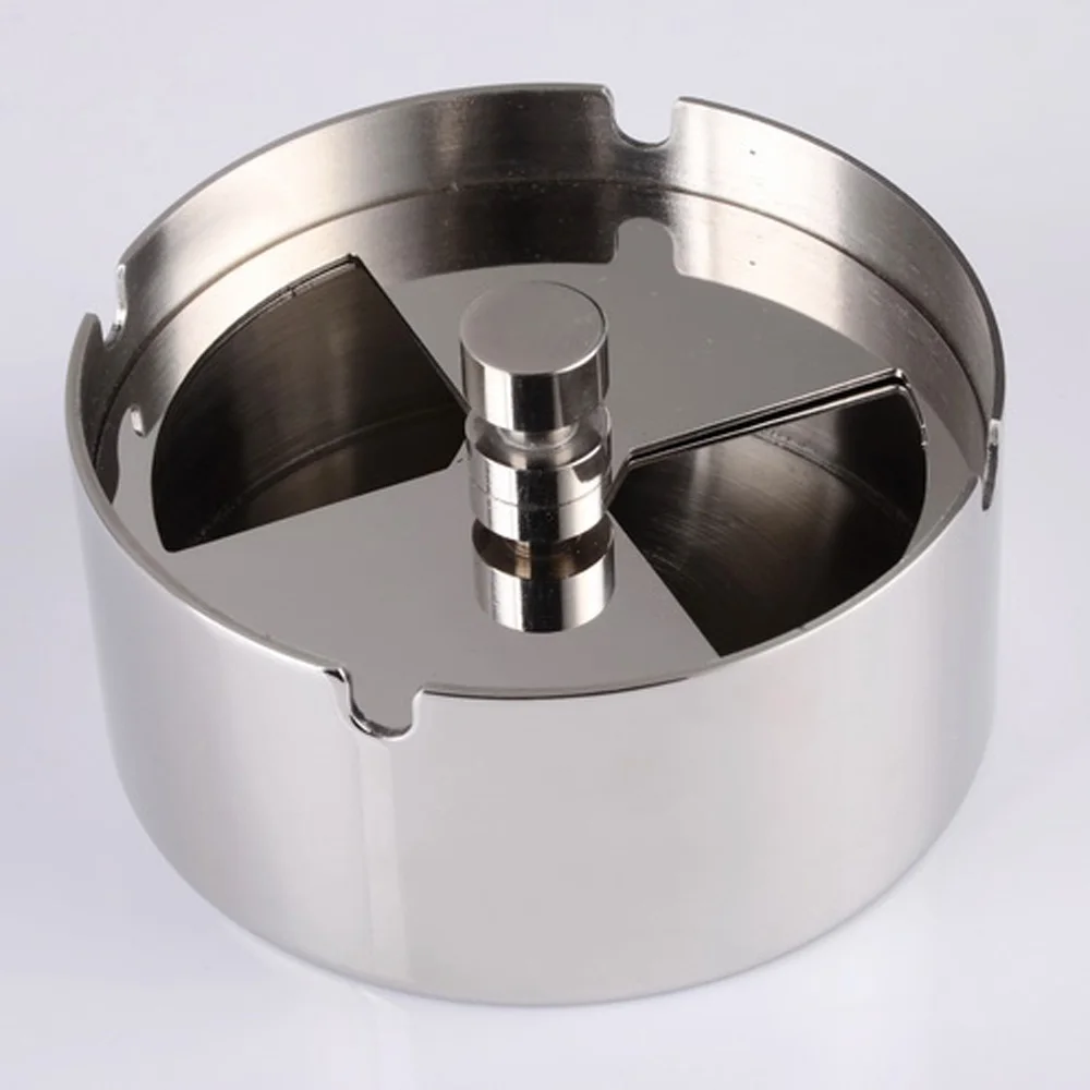 

Stainless Steel Ashtray Round Revolving Ashtray Windproof Ashtray with Spinning Tray for Home Office Hotel