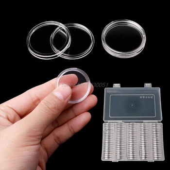 

100 Coin Holder Capsules 27mm Round Box Plastic collectibles Storage Organizer