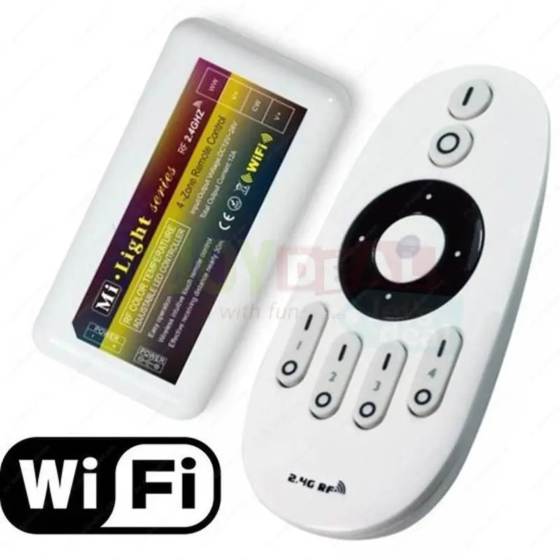 2.4G DC12/24 V 12A LED 4-strefa WW/CW Taśmy Temperatury Barwowej Regulowany Kontroler ściemniacza w/RF Bezprzewodowy Pilot do Podwójnego Biały LED taśmy