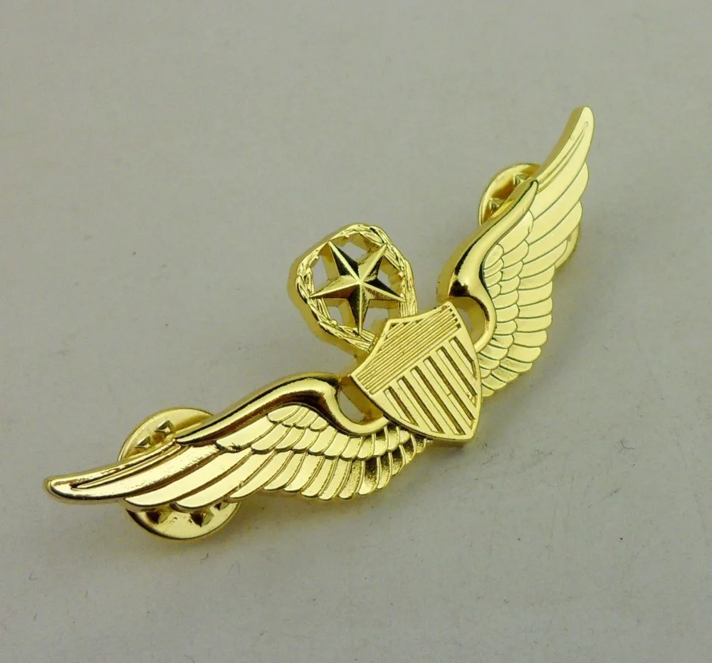 Cold War US Pilot Wings U.S. Army Master Aviator Badge Pin Shining Golden