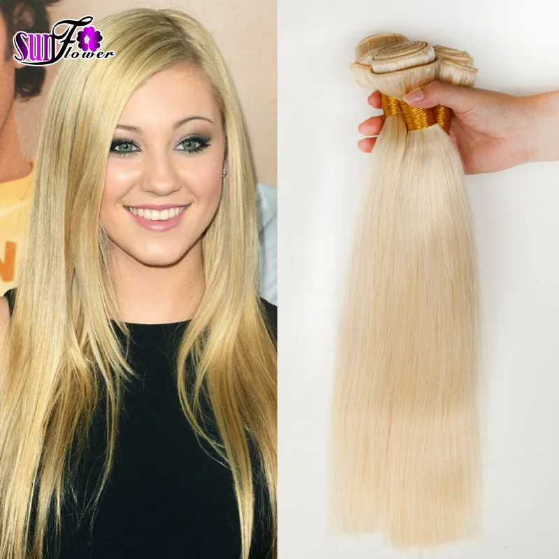 

Real 7A platinum blonde straight human hair 3bundle/lot honey Blonde Russia remy hair # 613 brazilian silky straight virgin hair