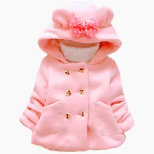 Детская куртка с Минни для малышей детская одежда пальто с капюшоном с длинными рукавами и бантом для девочек плотные куртки для девочек осенне-зимняя одежда