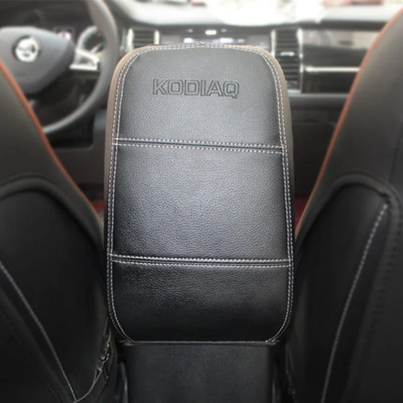 Для SKODA KODIAQ 2016 2017 2018 ПУ кожа автомобиля подлокотник Обложка Pad центральной консоли