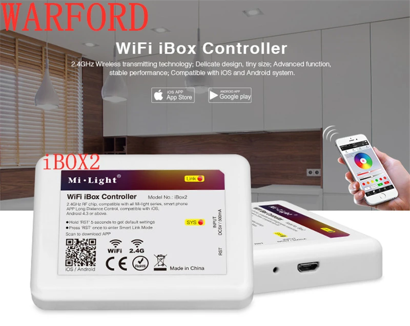 

New DC5V Mi.light Wireless Wifi iBox2 controller compatible with IOS/Andriod system Wireless APP Control for CW WW RGB bulb