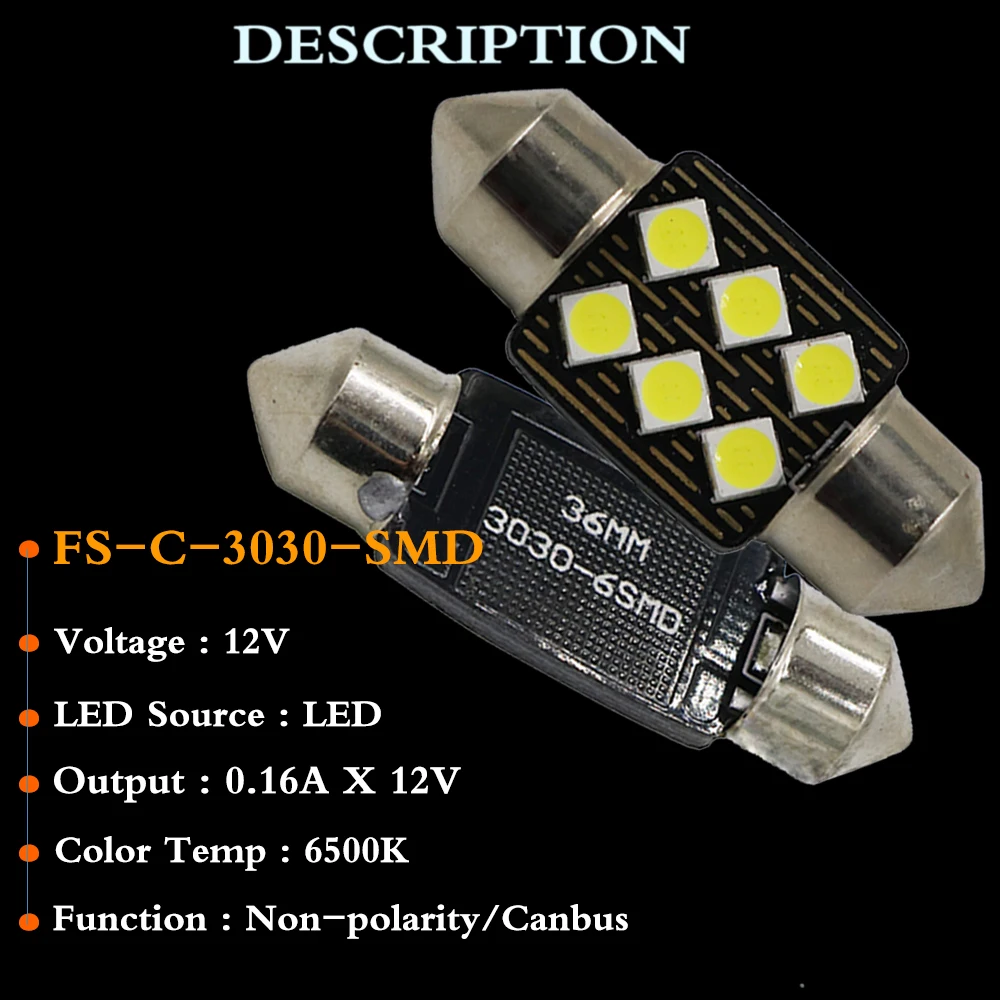 YSY 10 шт Высокое качество 31 мм 36 39 41 C5W C10W 3030 LED CANBUS автомобильный гирлянда свет авто