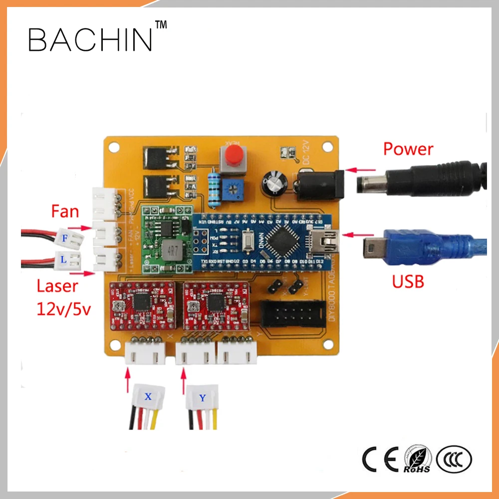2axis USB Control Board Stepper Motor Driver Controller 2 axis Laser Cutter Engraving Machine