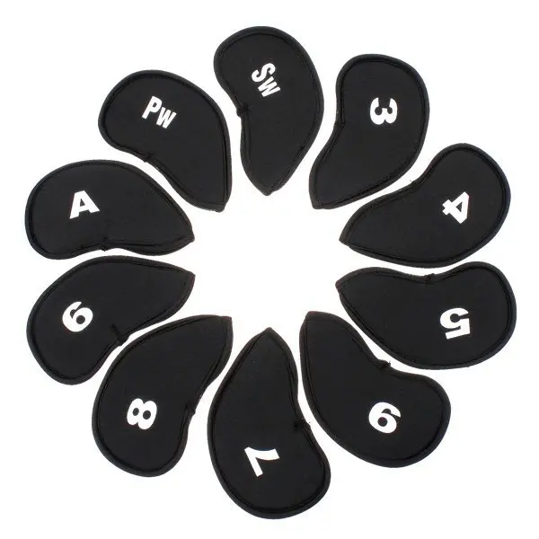 

Black 10 pcs Golf Club Iron Putter Head Cover HeadCovers Protect set Neoprene , Free Shipping Wholesale