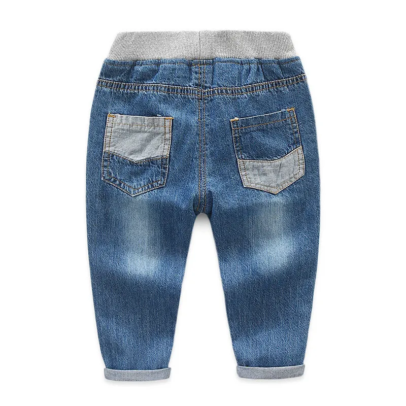 BibiCola fashion autumn boys jeans infant cartoon hole pants spring blue baby boys trousers children denim kids jeans