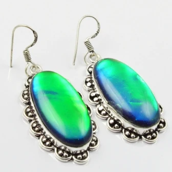 

Dichroic Glass , Silver Overlay on Copper Earrings, , 50mm , E1972