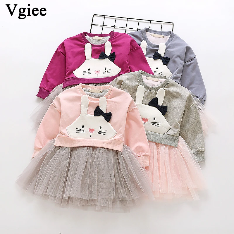 

Vgiee Dress for Baby Girls Dresses 2019 Winter Party Princess Dress Full Patchwork Print for Rabbit Little Girls Clothing CC267